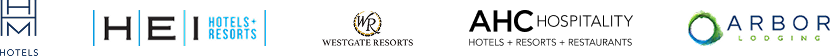 A row of five business logos on a black background, including HVM, Hilliard Office Solutions, a gold emblem, and Arbor Lodging—highlighting key players addressing hospitality industry turnover rates.